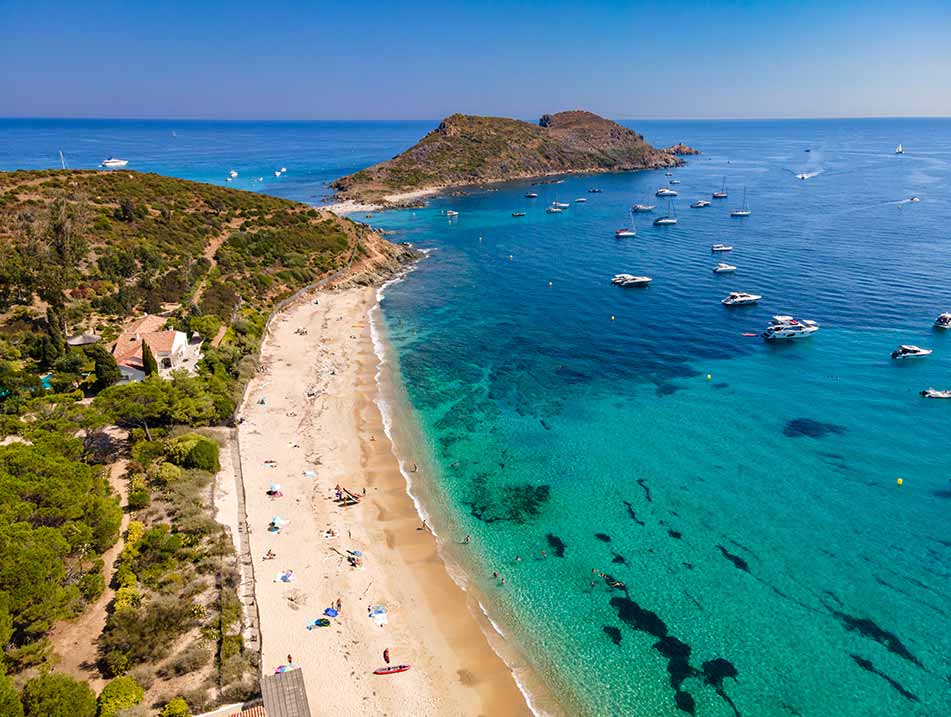 Aerial view Beaches Near Saint Tropez, on riviera tour.